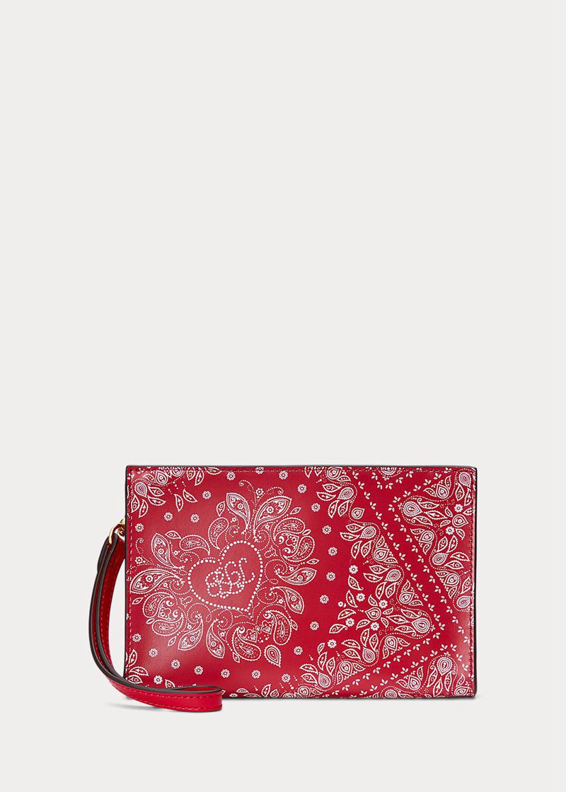 Cartera Lauren Mujer Print Cuero Small Pouch Chile Rojas IVYOW-8362